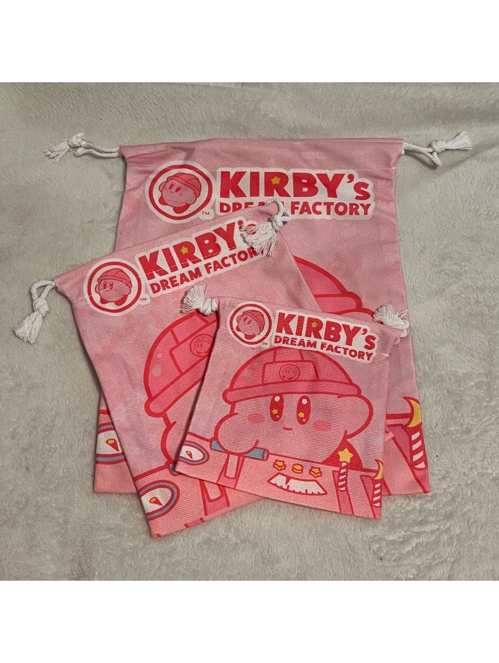 Kirby's Dream Factory drawstring bag set